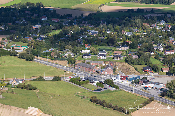 Aerial view of the Quatre-Bras crossroads